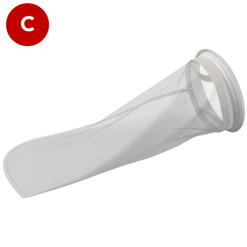 125 micron  Filter bag,  Nylon mesh, 7" diameter x 32" long, Size 2, Eaton/Gaff bag replacement, Part Code CB-NM1252HN-FB