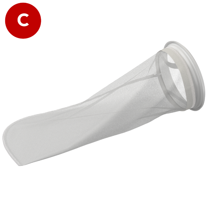 125 micron  Filter bag,  Nylon mesh, 7" diameter x 32" long, Size 2, Eaton/Gaff bag replacement, Part Code CB-NM1252HN-FB