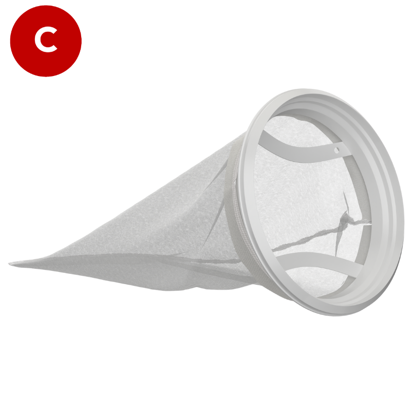 125 micron  Filter bag,  Nylon mesh, 7" diameter x 32" long, Size 2, Eaton/Gaff bag replacement, Part Code CB-NM1252HN-FB