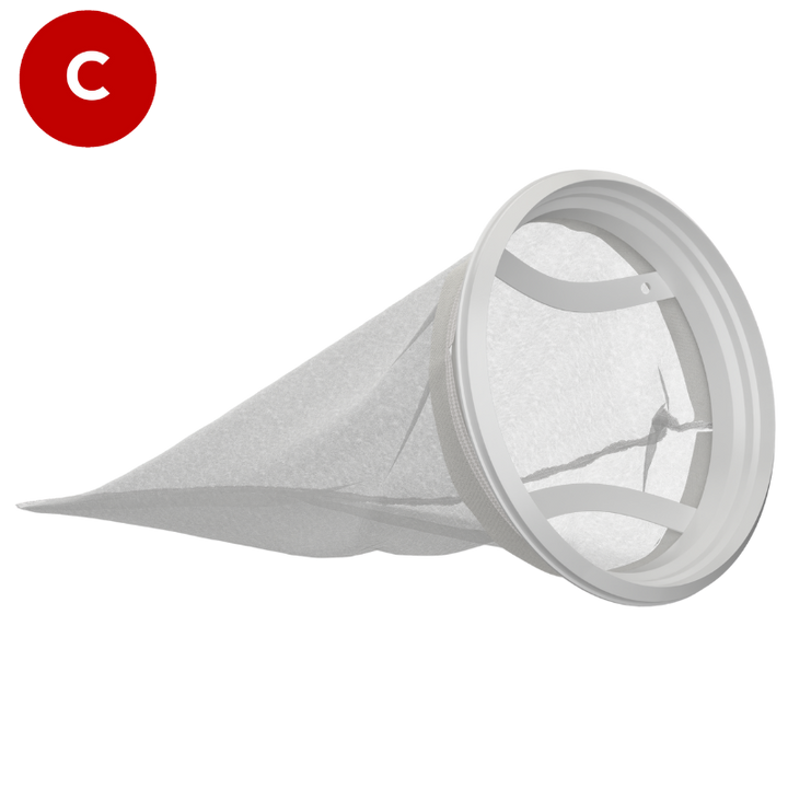 125 micron  Filter bag,  Nylon mesh, 7" diameter x 32" long, Size 2, Eaton/Gaff bag replacement, Part Code CB-NM1252HN-FB