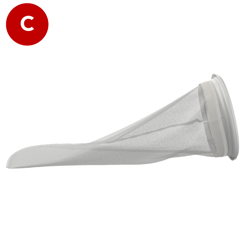 125 micron  Filter bag,  Nylon mesh, 7" diameter x 32" long, Size 2, Eaton/Gaff bag replacement, Part Code CB-NM1252HN-FB