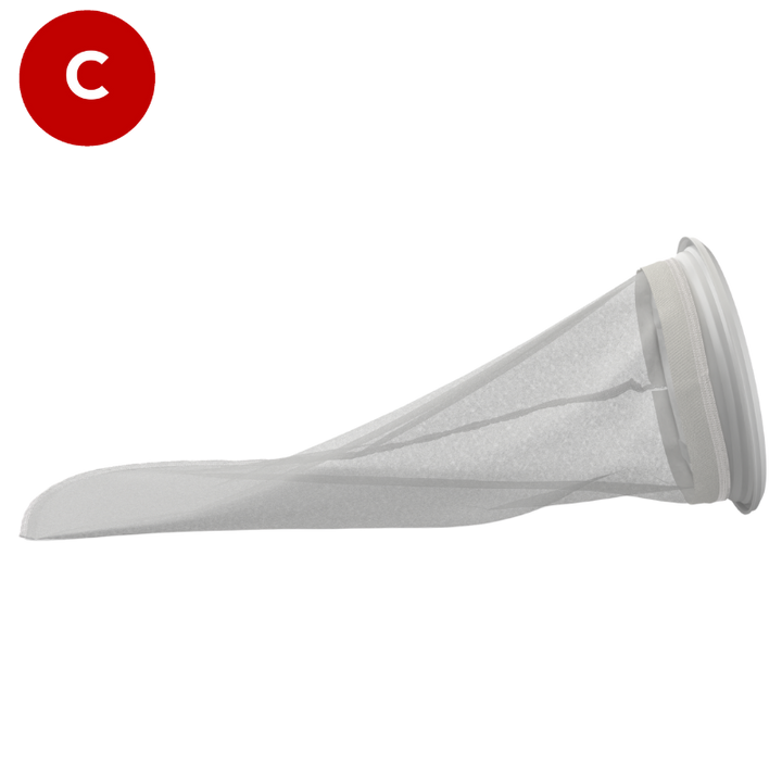 125 micron  Filter bag,  Nylon mesh, 7" diameter x 32" long, Size 2, Eaton/Gaff bag replacement, Part Code CB-NM1252HN-FB