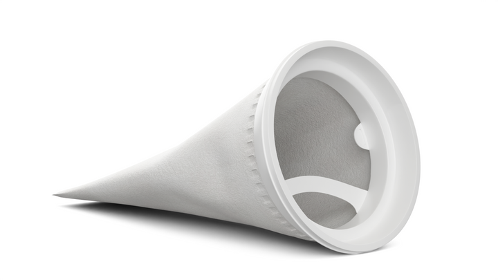 CB-PPF54WN-FB Filter Bag, Size 4 (4" x 15") 5 micron, Polypropylene felt, Universal W Collar, individually wrapped, suitable for industrial and food use, strong welded seams, stitched seams