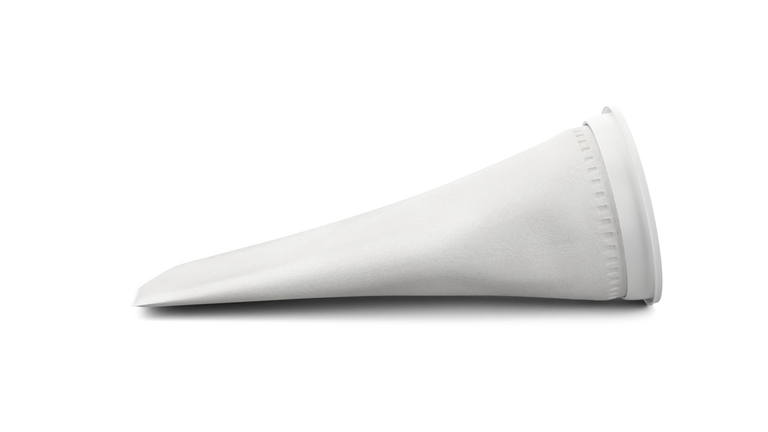 CB-PPF14WN-FB Filter Bag, Size 4 (4" x 15") 1 micron, Polypropylene felt, Universal W Collar, individually wrapped, suitable for industrial and food use, strong welded seams, stitched seams