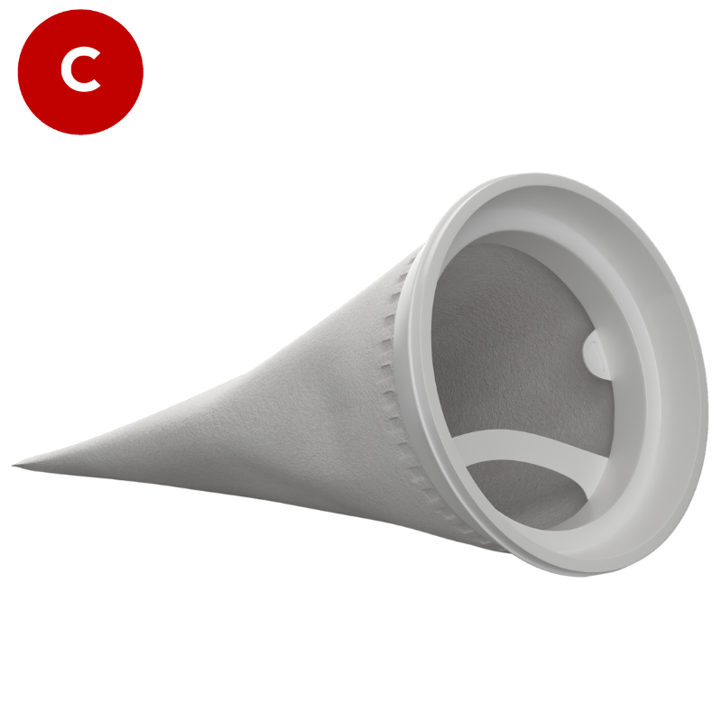 CLARIBag Filter bag, 5 micron, Size 4 (4" diameter x 15" long), Polyester felt, Universal moulded collar W Type, suitable for industrial and food use, CB-PRF54WN-FB