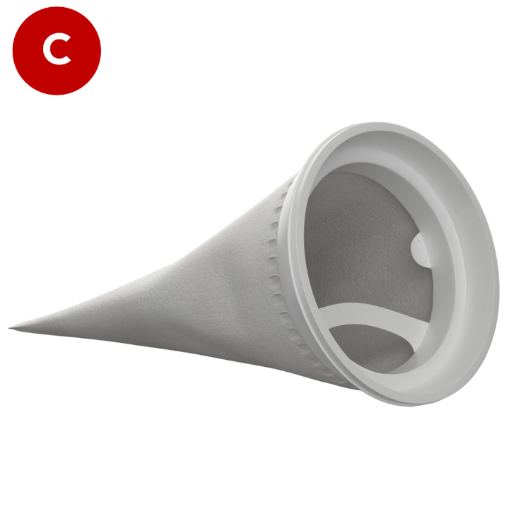 CLARIBag Filter bag, 5 micron, Size 4 (4" diameter x 15" long), Polyester felt, Universal moulded collar W Type, suitable for industrial and food use, CB-PRF54WN-FB