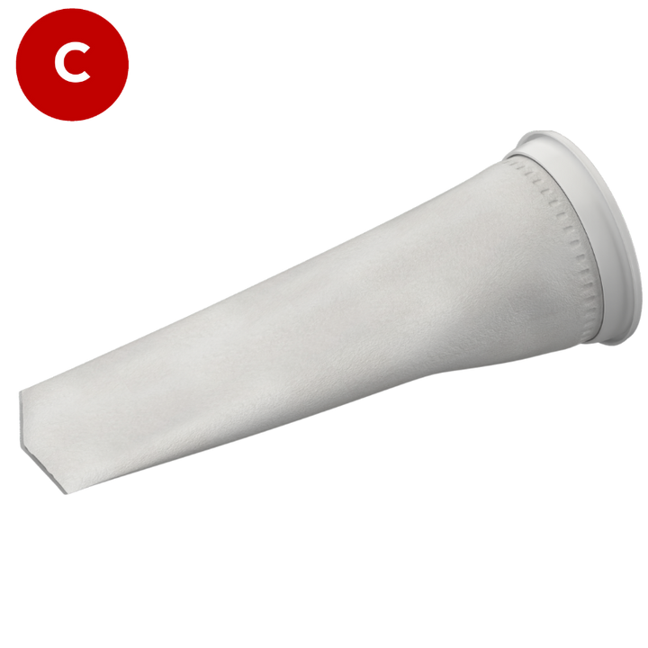 CLARIBag Filter bag, 5 micron, Size 4 (4" diameter x 15" long), Polyester felt, Universal moulded collar W Type, suitable for industrial and food use, CB-PRF54WN-FB
