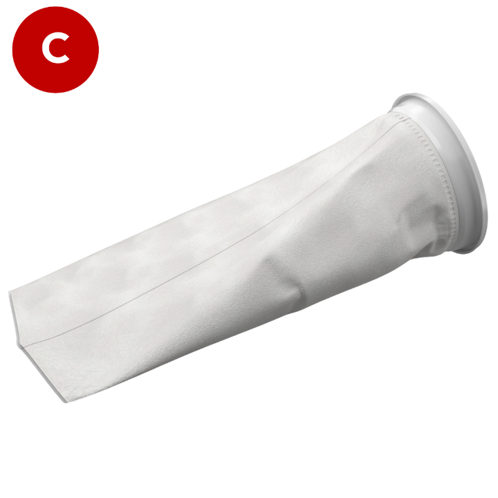 CLARIBag Filter bag, 10 micron, Size 1 (7" diameter x 16" long), Polypropylene felt, Universal moulded collar W Type, suitable for industrial and food use, CB-PPF101WN-FB