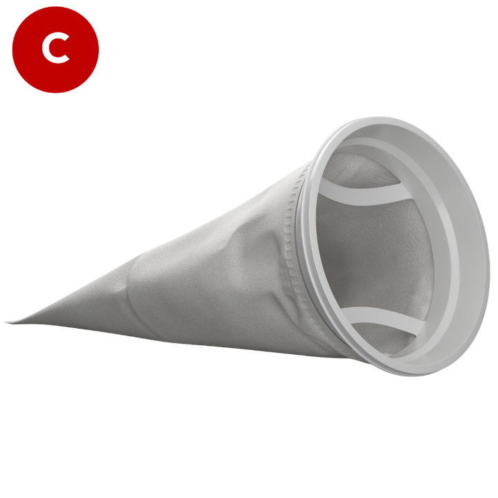 CLARIBag Filter bag, 10 micron, Size 1 (7" diameter x 16" long), Polypropylene felt, Universal moulded collar W Type, suitable for industrial and food use, CB-PPF101WN-FB