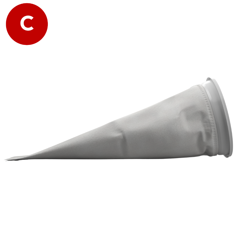 CLARIBag Filter bag, 10 micron, Size 1 (7" diameter x 16" long), Polypropylene felt, Universal moulded collar W Type, suitable for industrial and food use, CB-PPF101WN-FB