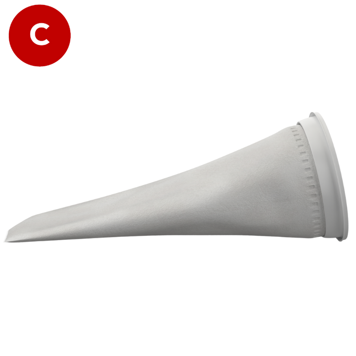 CLARIBag Filter bag, 5 micron, Size 4 (4" diameter x 15" long), Polyester felt, Universal moulded collar W Type, suitable for industrial and food use, CB-PRF54WN-FB
