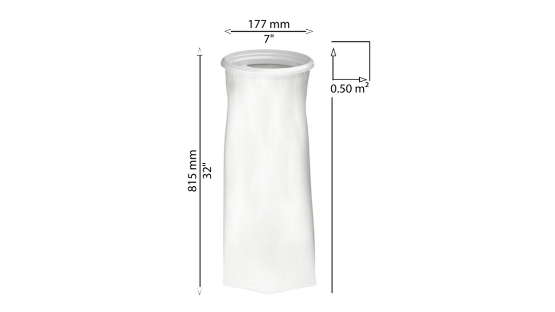 CB-PPF102HN-FB Filter Bag, Size 2 (7" x 32") Filter Bag, 10 micron, Polypropylene felt, Eaton Gaff H Type Collar  Filter Bag, individually wrapped, suitable for industrial and food use, strong welded seams