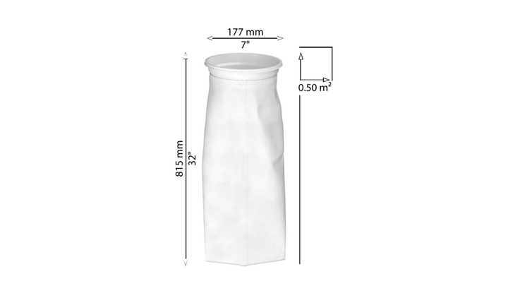 CB-PPF2002WN-FB Filter Bag, Size 2 (7" x 32") Filter Bag, 200 micron, Polypropylene felt, Universal W Collar, individually wrapped, suitable for industrial and food use, strong welded seams